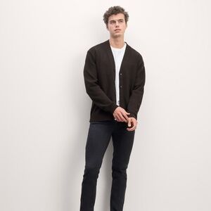 Everlane The Classic Cardigan in Everyday Cotton in Black, Size Medium